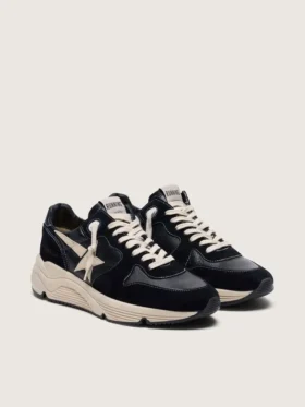 Zapatillas de hombre con Running Sole en piel napa y ante negros con una estrella blanca
