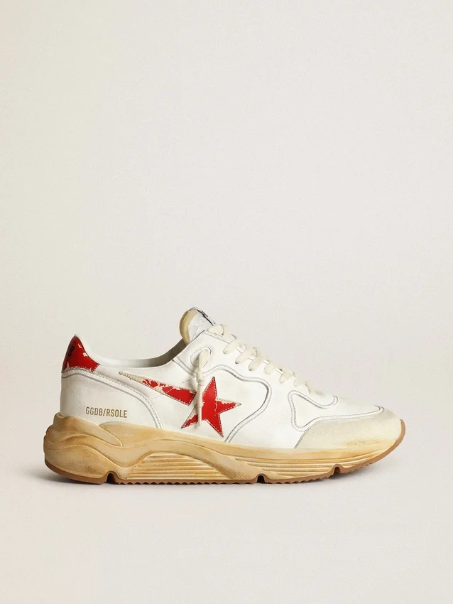 Zapatillas de hombre con Running Sole, estrella de piel y lengüeta en el talón con estampado rojo