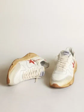 Zapatillas de hombre con Running Sole, estrella de piel y lengüeta en el talón con estampado rojo