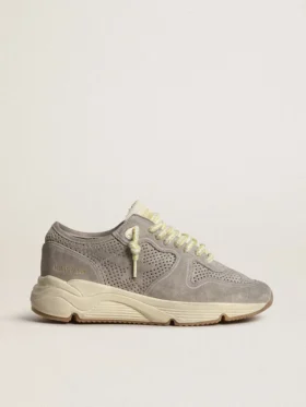 Zapatillas de mujer con Running Sole en ante gris, con estrella de ante gris y lengüeta en el talón