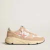 Zapatillas de mujer con Running Sole, en malla y ante, con estrella rosa y lengüeta plateada en el talón