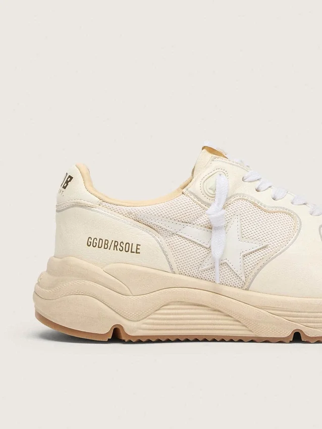 Zapatillas de mujer con Running Sole en malla y napa blanca