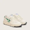 Zapatillas de mujer con Running Sole en nailon color crema y piel con estrella de piel verde