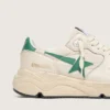 Zapatillas de mujer con Running Sole en nailon color crema y piel con estrella de piel verde