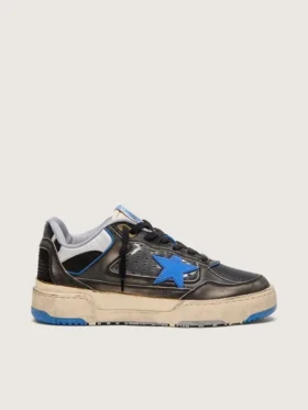 Zapatillas Forty2 para hombre en gomaespuma negra y piel, con estrella de TPU y lengüeta trasera de piel negra