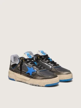 Zapatillas Forty2 para hombre en gomaespuma negra y piel, con estrella de TPU y lengüeta trasera de piel negra