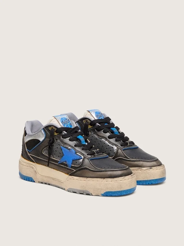 Zapatillas Forty2 para mujer en gomaespuma negra y piel, con estrella de TPU y lengüeta del talón de piel negra