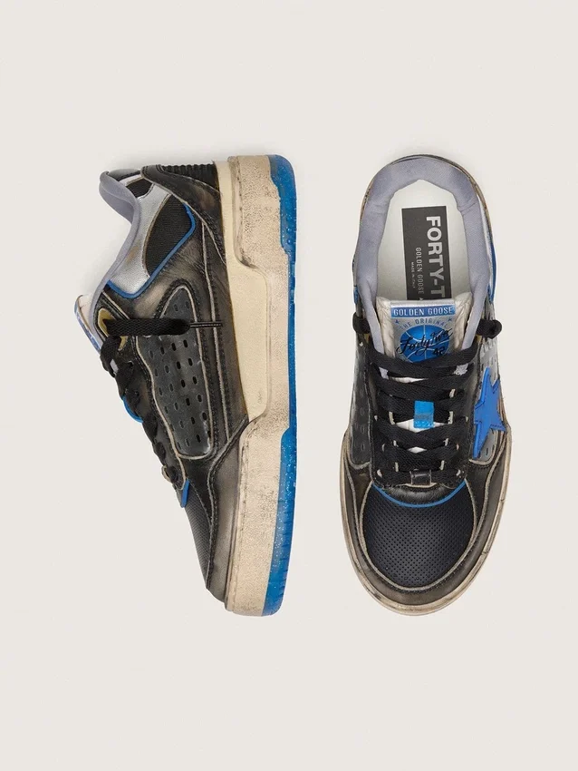 Zapatillas Forty2 para mujer en gomaespuma negra y piel, con estrella de TPU y lengüeta del talón de piel negra