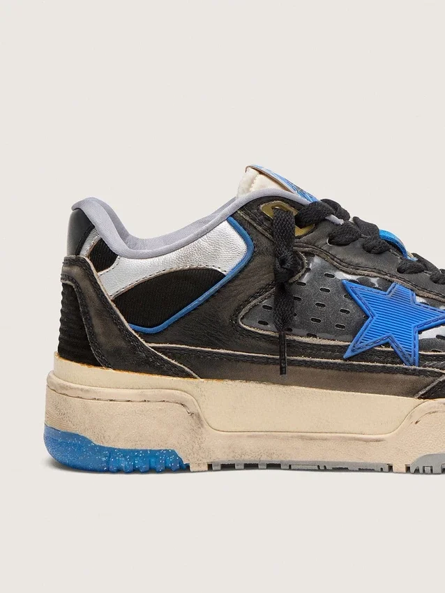 Zapatillas Forty2 para mujer en gomaespuma negra y piel, con estrella de TPU y lengüeta del talón de piel negra