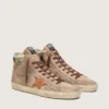 Zapatillas Francy para hombre en ante beige con estrella de piel marrón y abalorios de colores