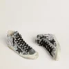 Zapatillas Francy para mujer de nailon con lentejuelas plateadas por toda la superficie y una estrella de piel negra