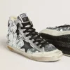 Zapatillas Francy para mujer de nailon con lentejuelas plateadas por toda la superficie y una estrella de piel negra