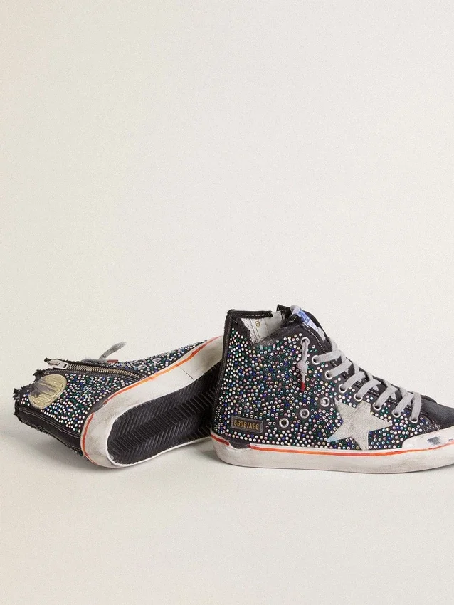 Zapatillas Francy Penstar LAB para hombre en lona negra con pedrería multicolor