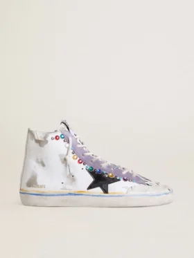 Zapatillas Francy Penstar LAB para mujer con estrella de piel negra y tachuelas multicolores