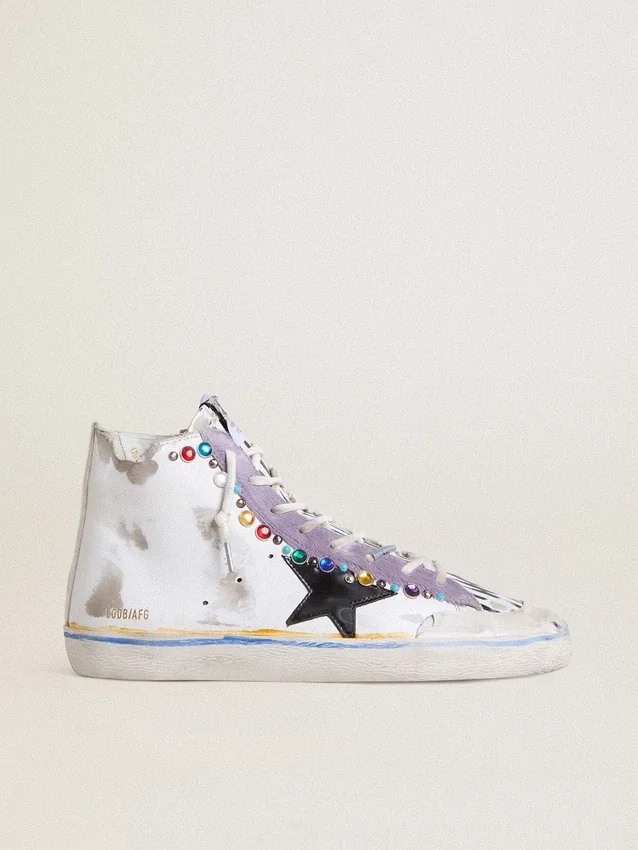 Zapatillas Francy Penstar LAB para mujer con estrella de piel negra y tachuelas multicolores