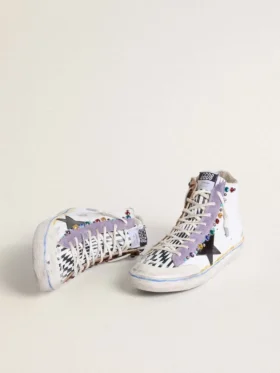 Zapatillas Francy Penstar LAB para mujer con estrella de piel negra y tachuelas multicolores
