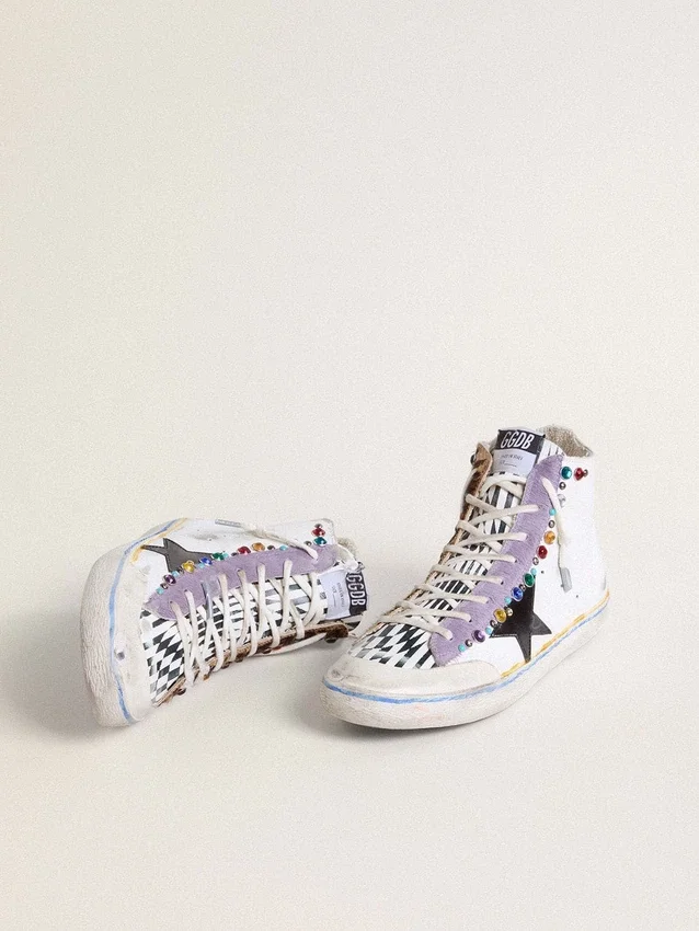 Zapatillas Francy Penstar LAB para mujer con estrella de piel negra y tachuelas multicolores