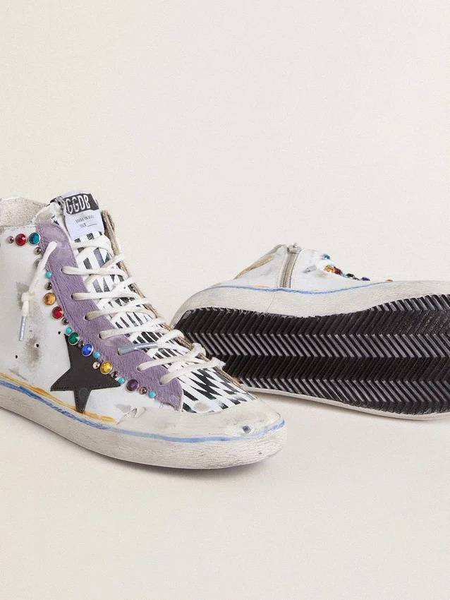 Zapatillas Francy Penstar LAB para mujer con estrella de piel negra y tachuelas multicolores