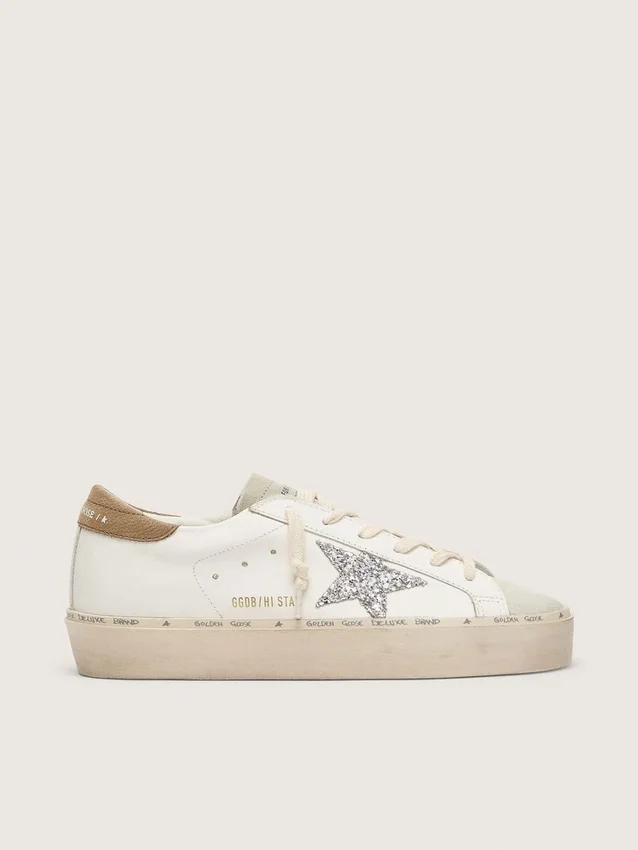 Zapatillas Hi Star para mujer con estrella plateada brillante y lengüeta del talón de nubuck gris paloma