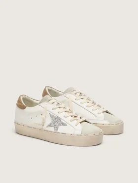 Zapatillas Hi Star para mujer con estrella plateada brillante y lengüeta del talón de nubuck gris paloma