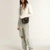 Zapatillas Hi Star para mujer con estrella plateada brillante y lengüeta del talón de nubuck gris paloma