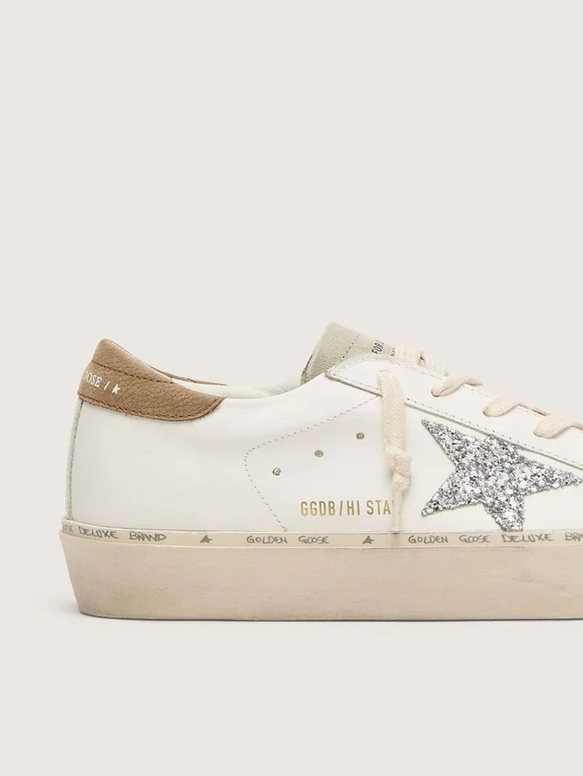 Zapatillas Hi Star para mujer con estrella plateada brillante y lengüeta del talón de nubuck gris paloma