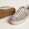 Zapatillas Hi Star para mujer en ante beige con estrella de piel laminada y lengüeta del tacón con purpurina