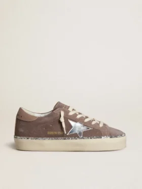 Zapatillas Hi Star para mujer en ante con estrella de piel plateada y lengüeta del talón de piel