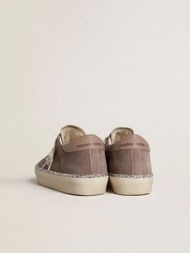 Zapatillas Hi Star para mujer en ante con estrella de piel plateada y lengüeta del talón de piel