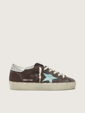 Zapatillas Hi Star para mujer en ante gris oscuro con estrella verde aguamarina