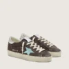 Zapatillas Hi Star para mujer en ante gris oscuro con estrella verde aguamarina
