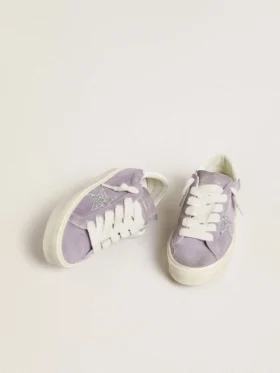 Zapatillas Hi Star para mujer en ante morado con estrella plateada con purpurina