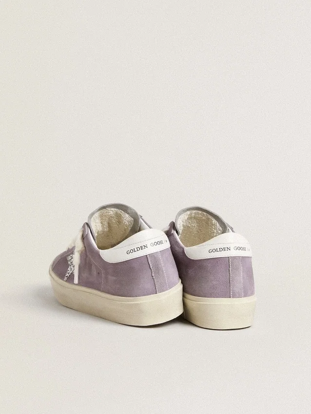 Zapatillas Hi Star para mujer en ante morado con estrella plateada con purpurina