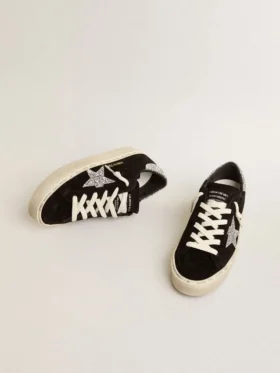 Zapatillas Hi Star para mujer en ante negro con estrella plateada brillante