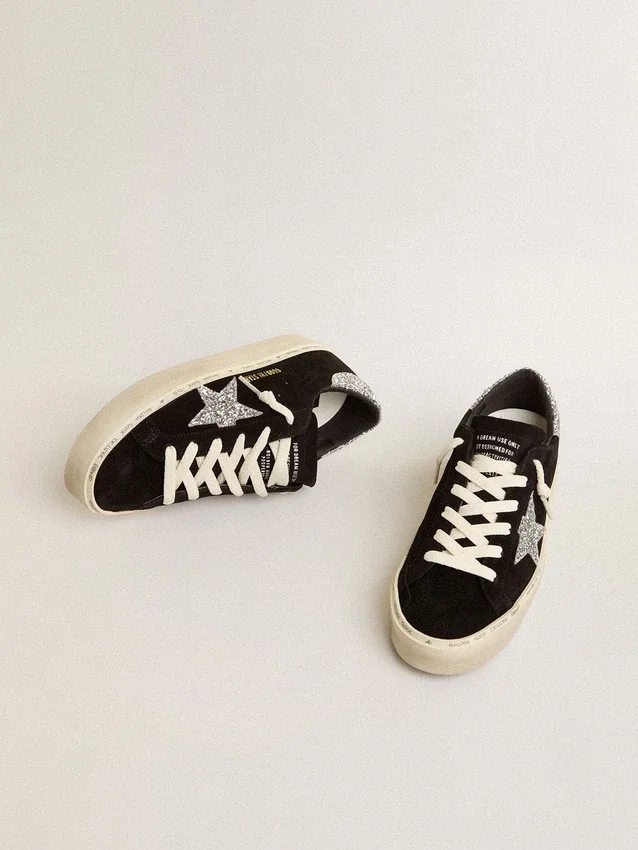 Zapatillas Hi Star para mujer en ante negro con estrella plateada brillante