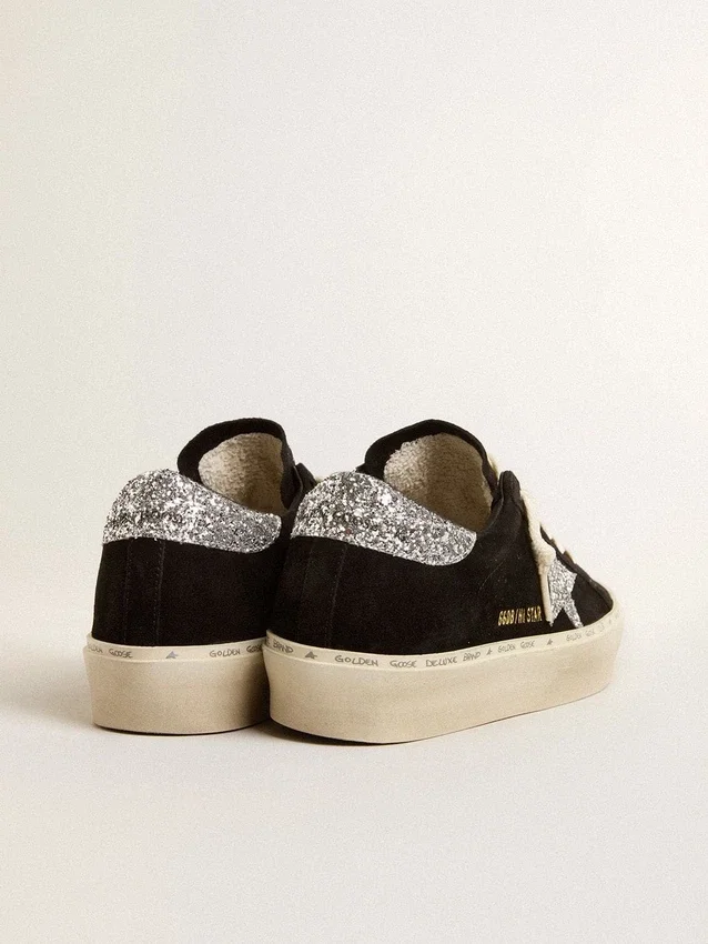 Zapatillas Hi Star para mujer en ante negro con estrella plateada brillante