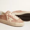 Zapatillas Hi Star para mujer en ante rosa con estrella color crema y lengüeta del talón de piel plateada