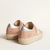 Zapatillas Hi Star para mujer en ante rosa con estrella color crema y lengüeta del talón de piel plateada