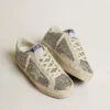 Zapatillas Hi Star para mujer en brillo plateado con estrella de ante y lengüeta del talón blanca