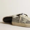 Zapatillas Hi Star para mujer en brillo plateado con estrella de ante y lengüeta del talón blanca