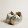 Zapatillas Hi Star para mujer en brillo plateado con estrella de ante y lengüeta del talón blanca