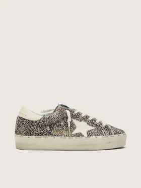 Zapatillas Hi Star para mujer en piel de potro en blanco y negro con estrella de cuero blanco
