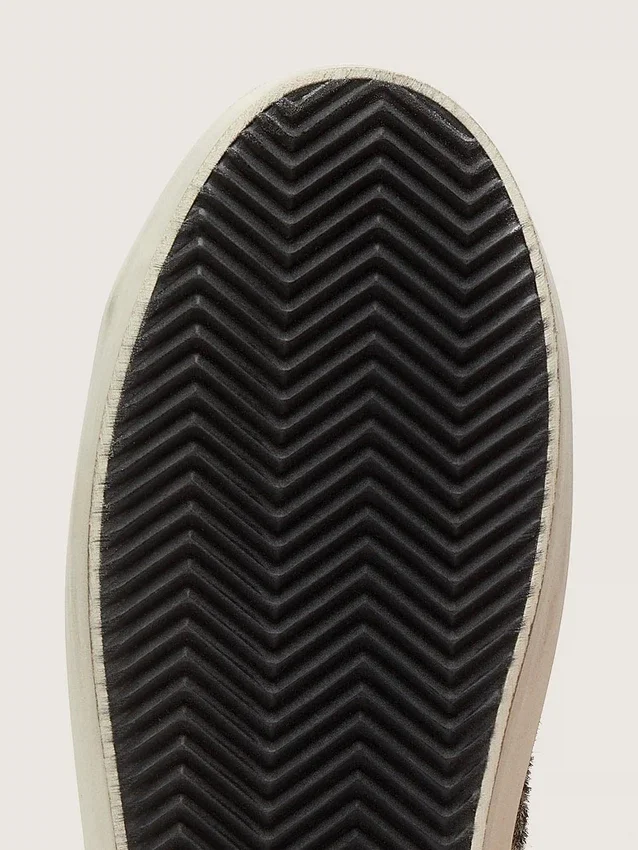 Zapatillas Hi Star para mujer en piel de potro en blanco y negro con estrella de cuero blanco