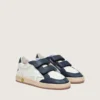 Zapatillas «Young Ball Star» de piel blanca con estrella de piel plateada metalizada e inserciones de piel azul oscuro
