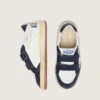 Zapatillas «Young Ball Star» de piel blanca con estrella de piel plateada metalizada e inserciones de piel azul oscuro