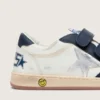 Zapatillas «Young Ball Star» de piel blanca con estrella de piel plateada metalizada e inserciones de piel azul oscuro