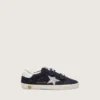 Zapatillas «Junior Old School» de ante azul con estrella plateada brillante y lengüeta de cuero blanco en el talón