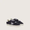Zapatillas «Junior Old School» de ante azul con estrella plateada brillante y lengüeta de cuero blanco en el talón