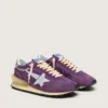 Zapatillas Marathon para mujer con parte superior de nailon morado y estrella blanca
