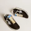 Zapatillas Marathon para hombre con parte superior de nailon negro y estrella blanca